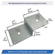 DURAFORCE Galvanized Deck Joist Tie Plate Z Bracket for 2x4 Cross Joist and 4x4 Post 10 Pack