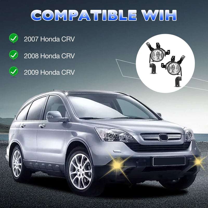 Clear Fog Light Kit for Honda CRV 2007 2009 Front Bumper Driving Lamps Pair