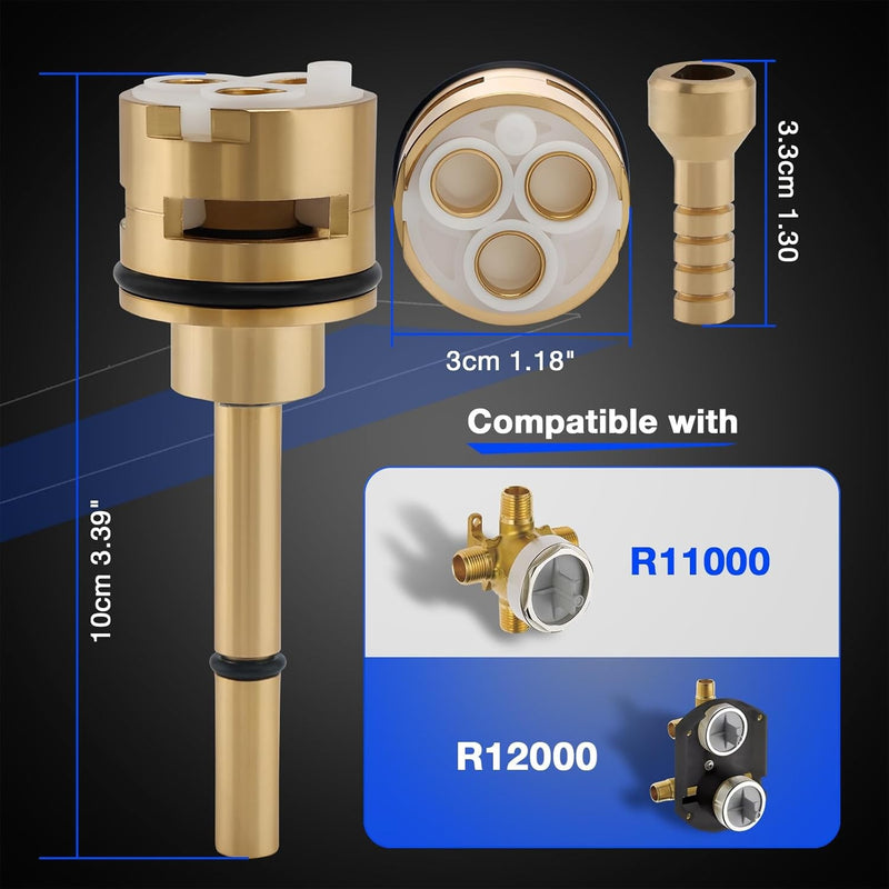 RP71718 3 Function Non Shared Diverter Cartridge Kit for R11000 R22000 Brass