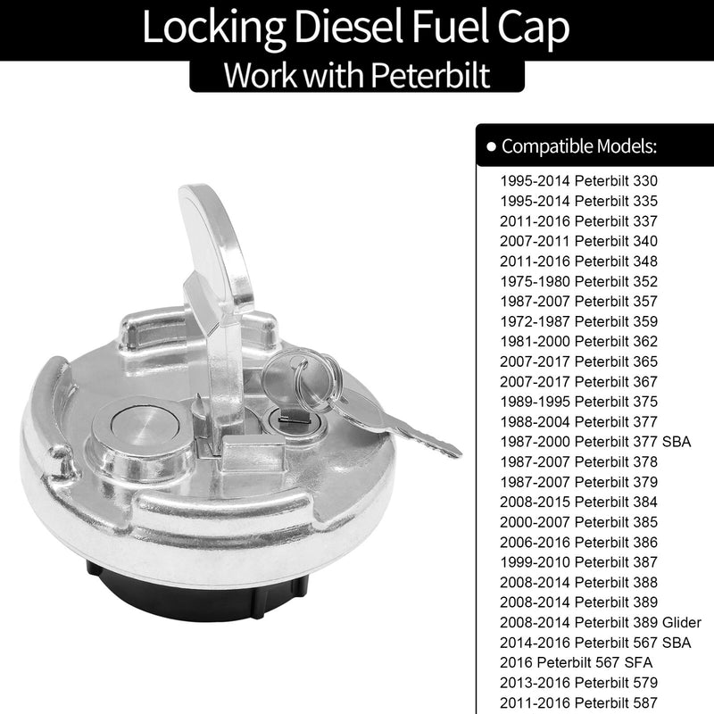 1104859200 4 Inch Locking Diesel Fuel Cap for Peterbilt 330 587 Trucks 1972 2017