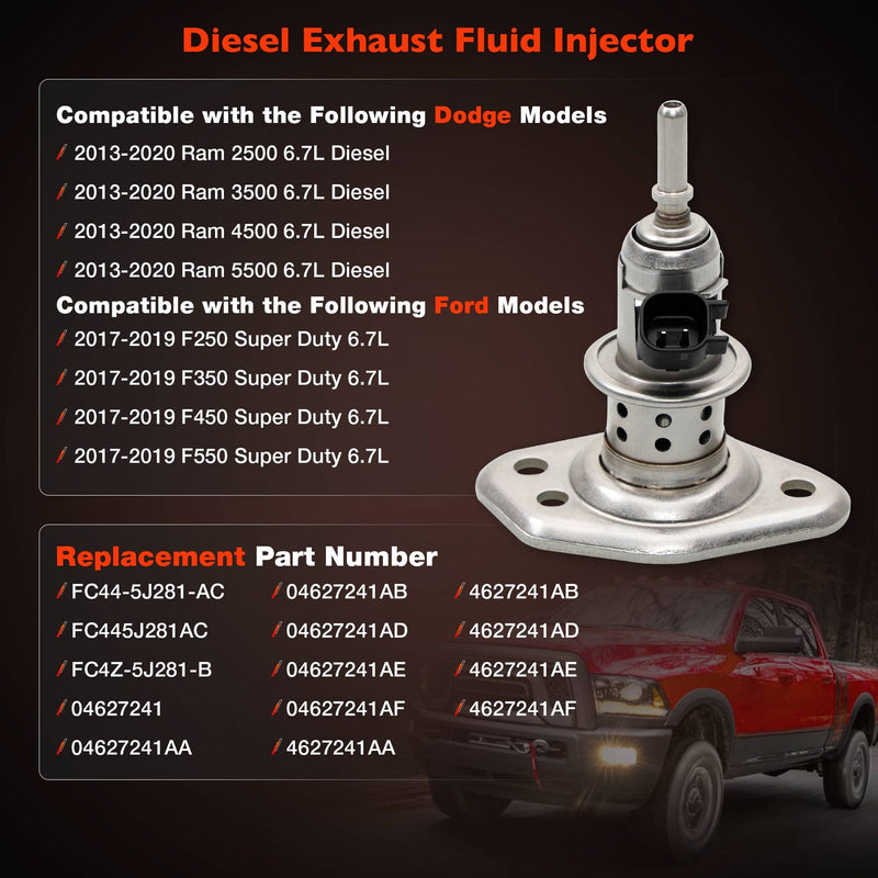 04627241AF DEF Diesel Exhaust Fluid Injector for Dodge Ram 2500 3500 6.7L 13-22