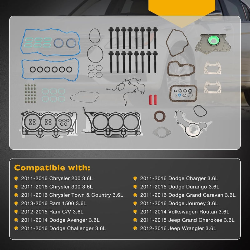 3.6L MLS Head Gasket with Bolts for Chrysler 200 300 Ram Dodge Jeep 2011 2016