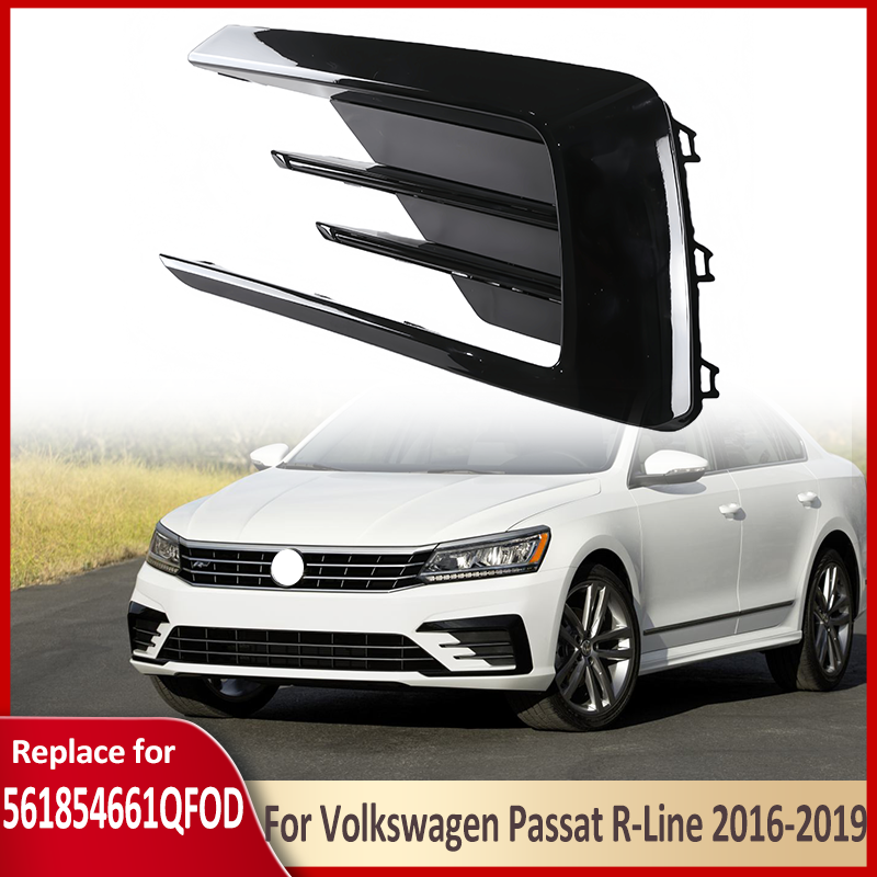 DURAFORCE Front Bumper Fog Light Cover Grille For 2016-2019 VW Passat R-LINE Left Driver