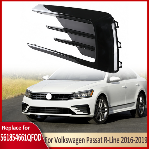 DURAFORCE Front Bumper Fog Light Cover Grille For 2016-2019 VW Passat R-LINE Left Driver