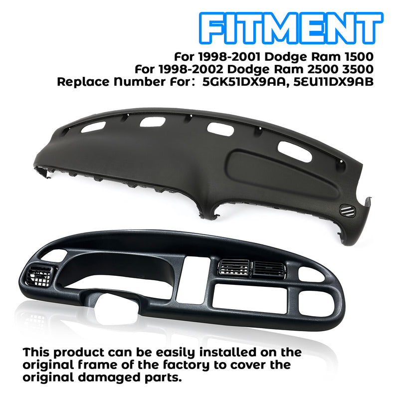 Dash Instrument Panel Pad Replacement Vent for 1998-2002 Dodge Ram 1500 2500 3500