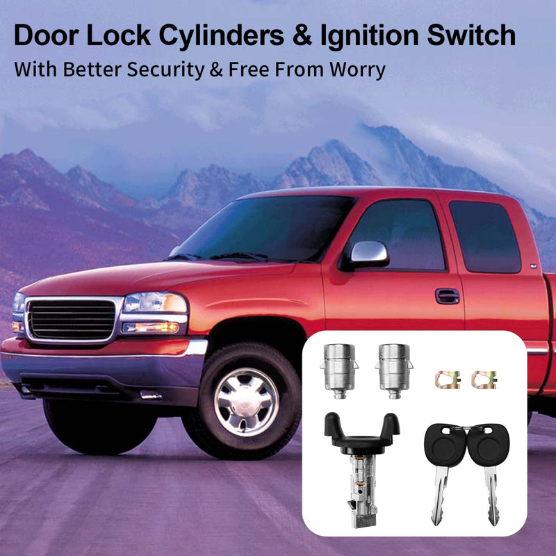 Front Door Lock Cylinder Ignition Switch For Chevy Tahoe Silverado GMC Sierra