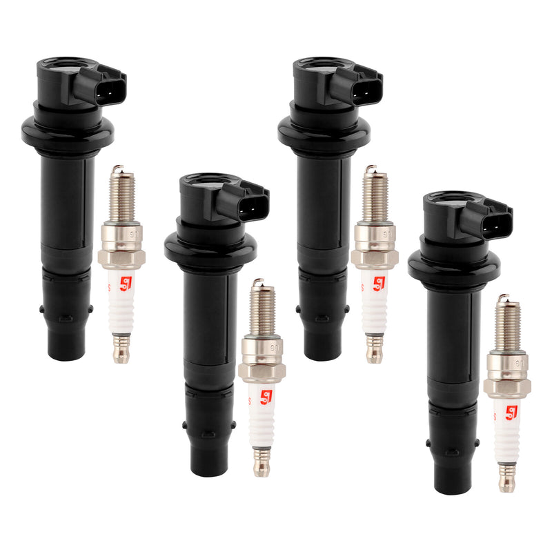 Ignition Coil and Spark Plugs for Yamaha FZS1 FZ1 YZFR1 YZF R6 R6S 4 Pack