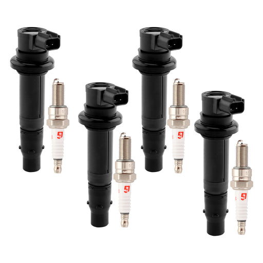 DURAFORCE Ignition Coil and Spark Plugs for Yamaha FZS1 FZ1 YZFR1 YZF R6 R6S 4 Pack