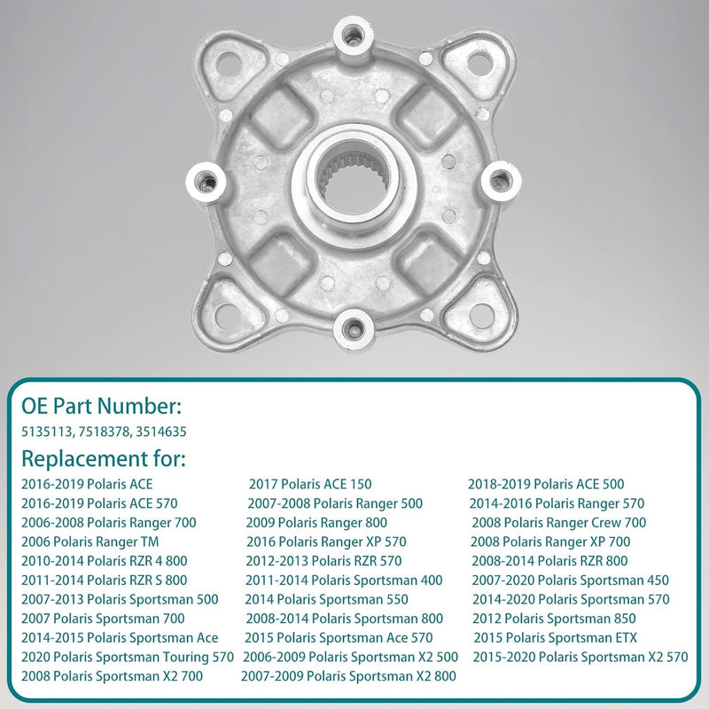 Rear Wheel Hub Bearing and Studs Kit for Polaris Ranger 500 450 400 800 700 570