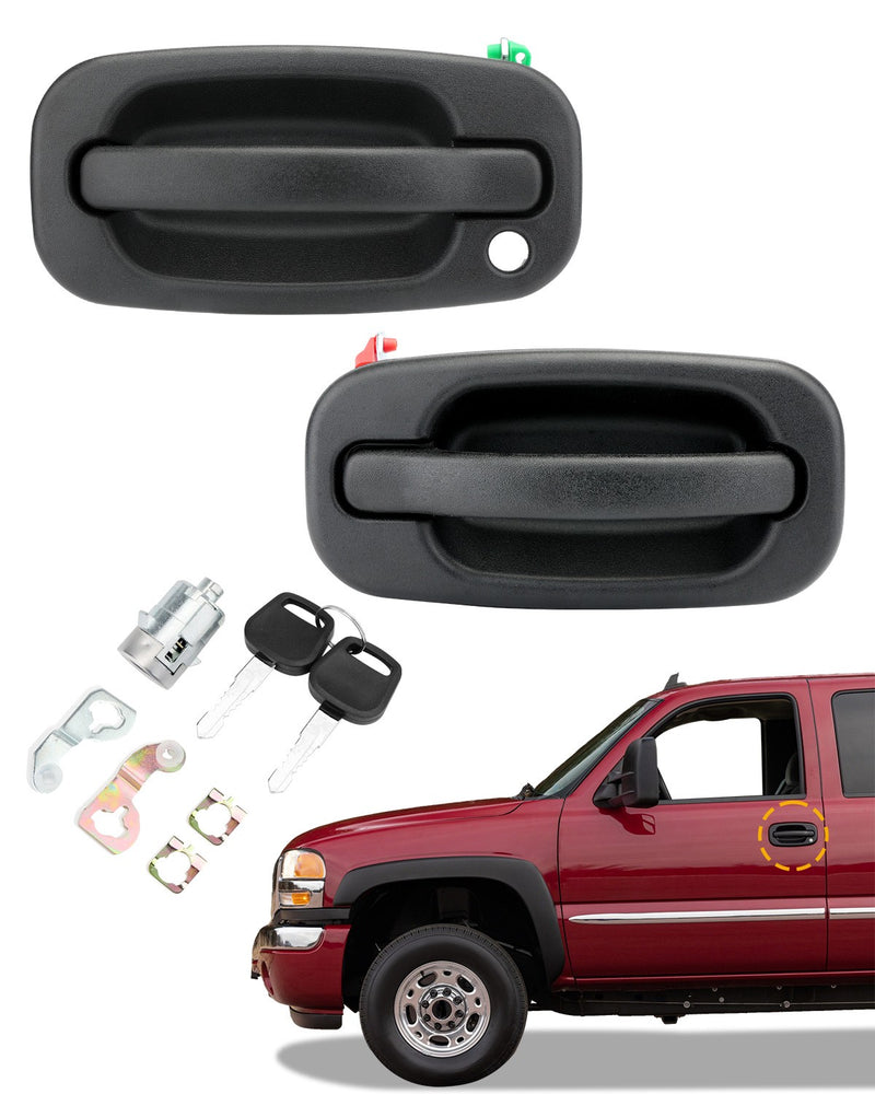Exterior Door Handles with Lock Cylinder & Keys for 1999 2007 Chevy GMC Cadillac