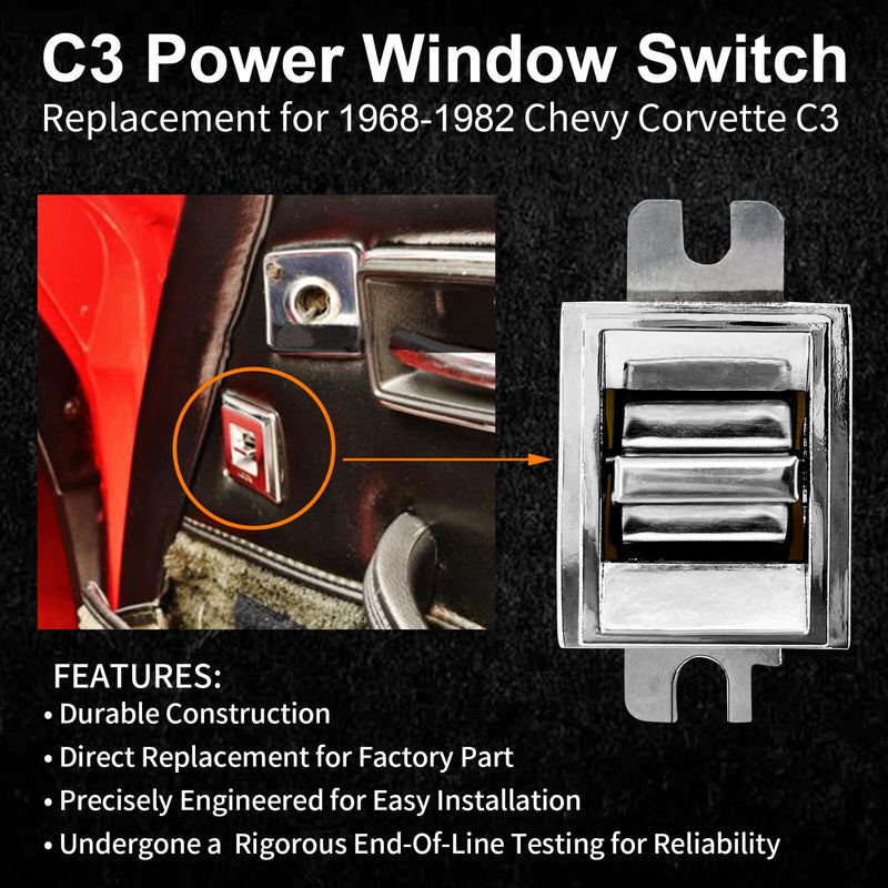 1725109 Power Window Switch Left and Right Side for Chevy Corvette C3 1968-1982 2 Pack