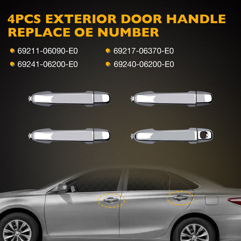 Exterior Door Handles Front Rear LH RH for Toyota 2012 2017 Camry Chrome 4 Piece
