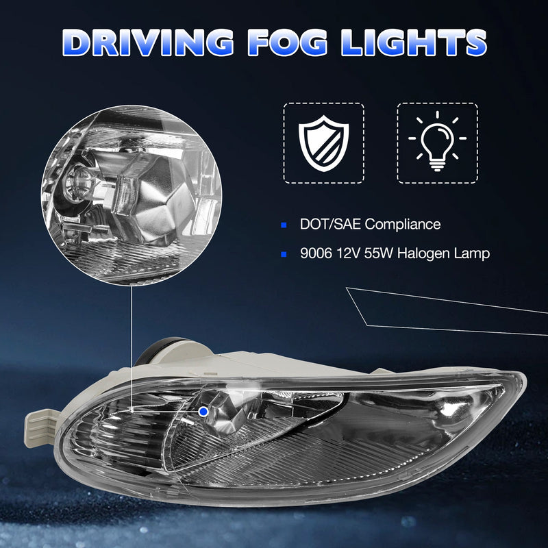 Fog Lights Driving Fog Lamps for Toyota Camry Corolla Solara 2002-2008 Pair