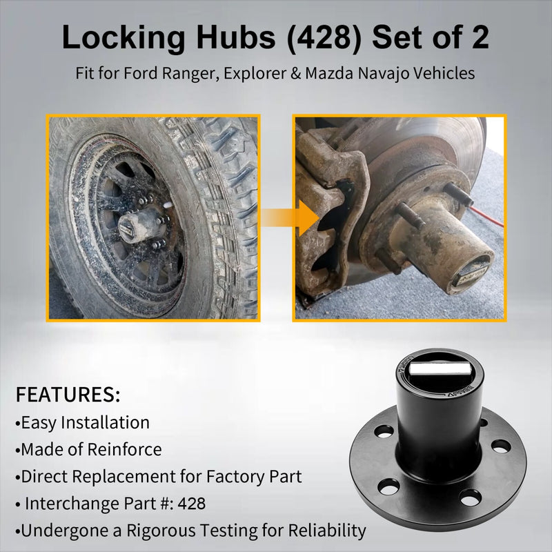 2X Spline Locking Hubs For 83 97 Ford Ranger Explorer Mazda Navajo B2300 B3000