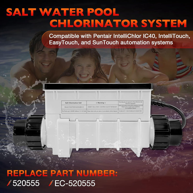 EC520555 Salt Chlorine Generator Cell for Pentair IntelliChlor IC40 40000 Gallon