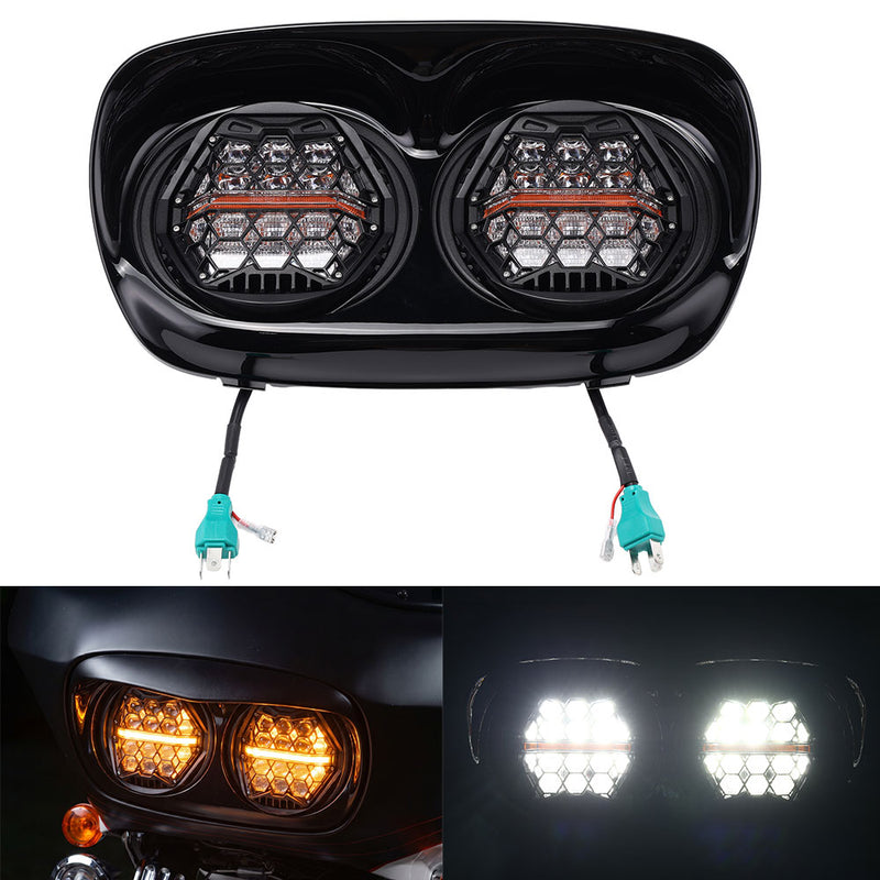 5 3/4" Dual LED Front Headlight Head Lamp for Harley Road Glide 1998-2013