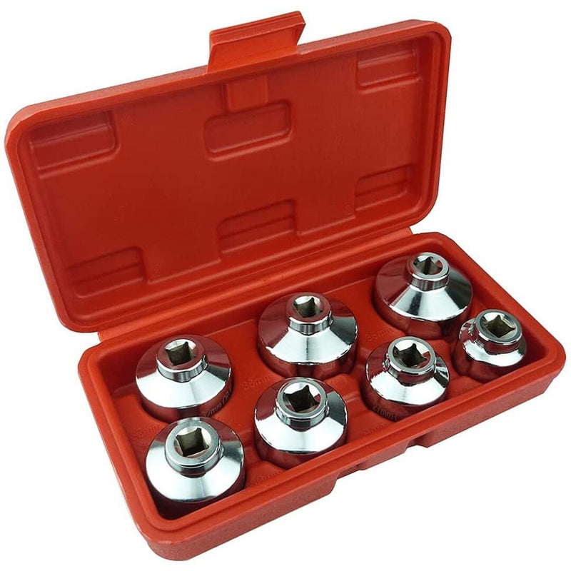 7PCS Oil Filter Socket Set Cup Socket Tool Set Cap Wrench 24 27 29 30 32 36 38mm