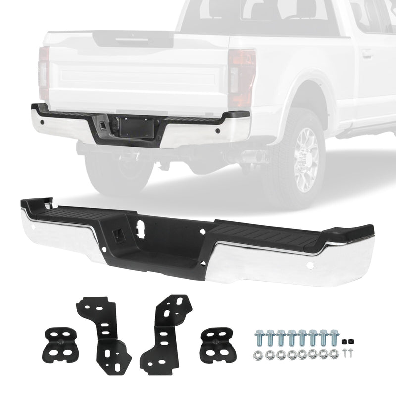 Chrome Rear Bumper Assembly with Park for Ford F-250 F-350 SuperDuty 2017-2022