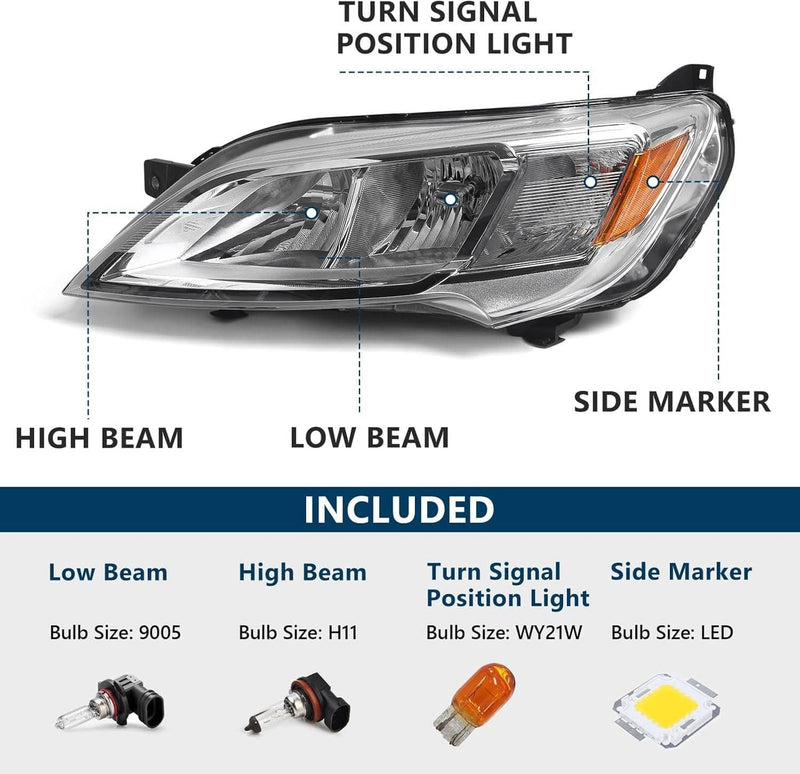 Left Driver Side Halogen Headlight for 2023-2026 Dodge Ram Promaster 1500 2500