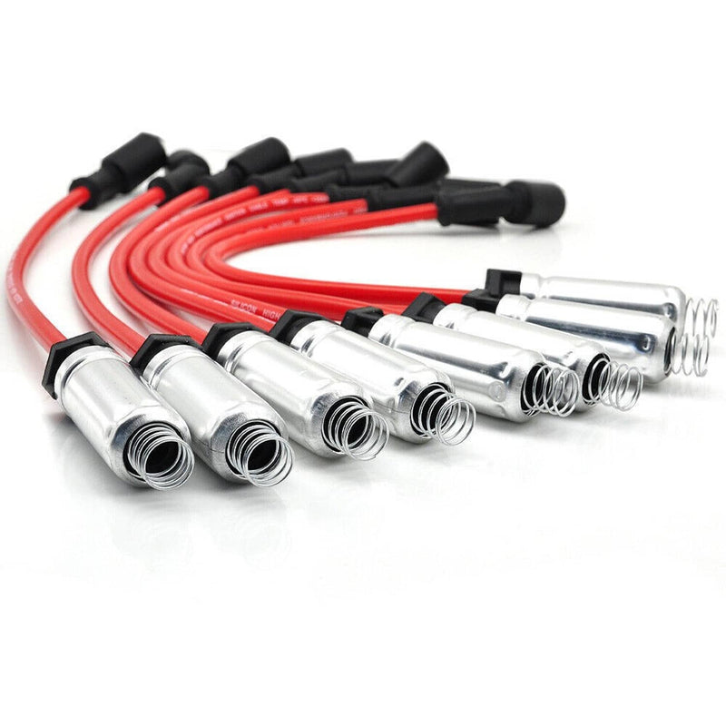 8x Square Ignition Coil Spark Plug Wire Set for Chevy GMC 4.8L 5.3L 6.0L