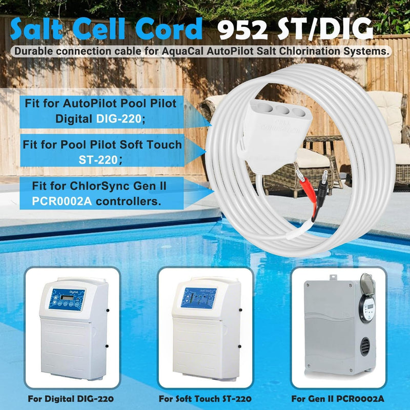 Salt Cell Cord 952 ST/DIG 12FT Cell Cable for AquaCal AutoPilot Digital DIG-220