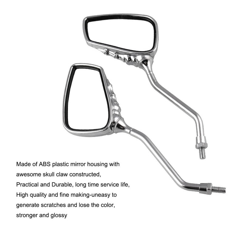 8mm 10mm Chrome Skull Hand Motorcycle Side Mirrors for Harley Honda Suzuki