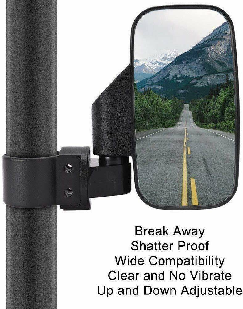 UTV Side Mirrors Rear View Set 1.75" 2" Clamp for Polaris RZR Roll Cage