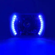 DURAFORCE Pair For Mazda B2200 B2600 RX-7 5X7" 7X6" H4 LED Blue Halo Headlights W/O Bulbs