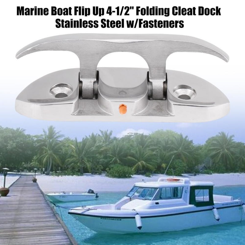 Heavy Duty 4-3/4" Flush Mount Stainless Steel Flip Up Boat Cleat 2 Pack