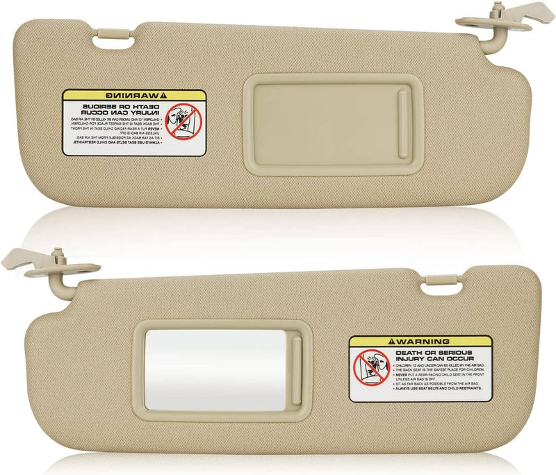 Beige Sun Visor w/Mirror Right & Left Side for 2011-2015 Hyundai Elantra