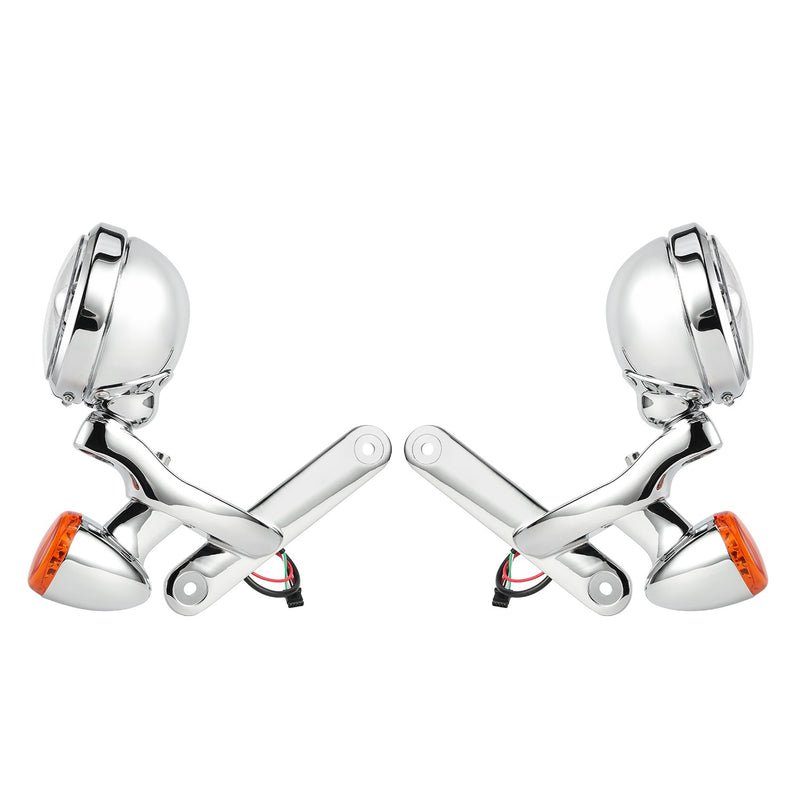 Chrome 4-1/2" LED Auxiliary Fog Spot Light Bracket Kit for Harley Street Glide