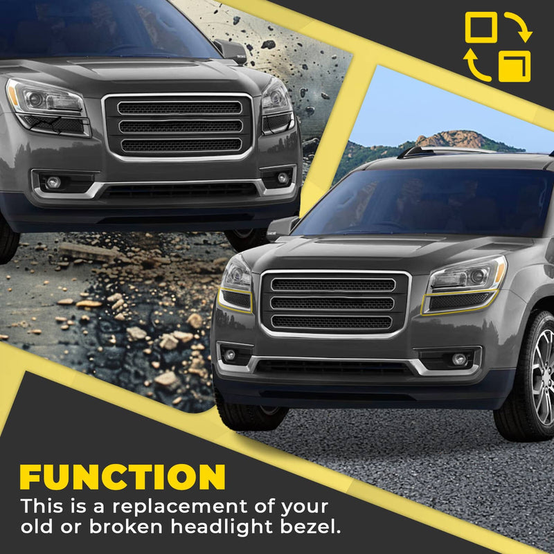 DURAFORCE 20982400 20982401 Headlight Cover Trim Molding Set for GMC Acadia 2013-2017