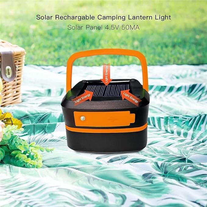 Solar Rechargeable LED Flashlight Camping Tent Light Torch Lantern Lamp