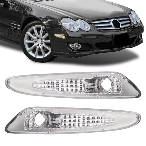 DURAFORCE Clear Bumper Side Marker Lights for Mercedes Benz R230 SL Class 2003-2006 Pair