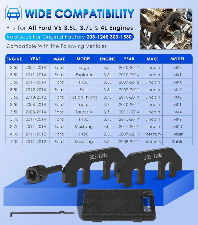303-1248 Camshaft Holding Tool And Chain Tensioner Set for Ford 3.5L 3.7L 4V
