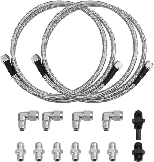 DURAFORCE 6AN 70" SS Braided Transmission Cooler Lines Kit for GM 4L60E 4L80E Flexible