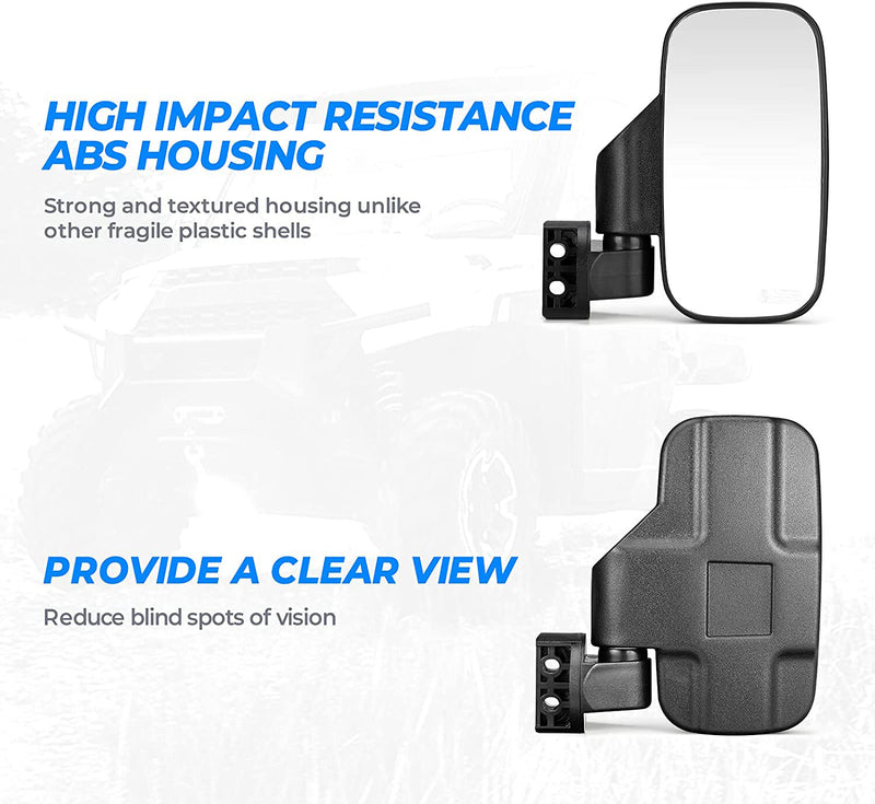 1 Pair UTV Rearview Side Mirrors 1.75" 2" for Polaris RZR Ranger Yamaha YXZ1000R