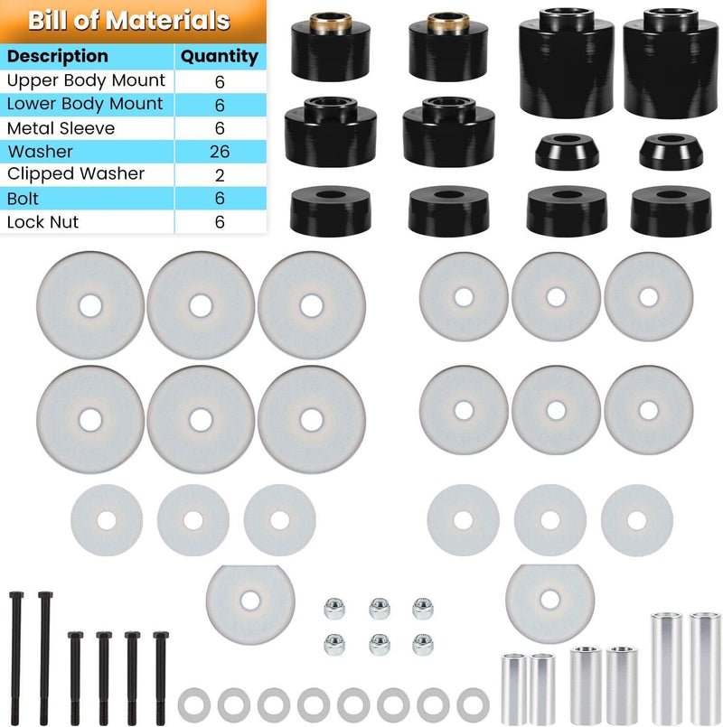 4.4123R Body Mount Bushing Set Kit for Ford F150 F250 F350 2WD 4WD 1980-1998