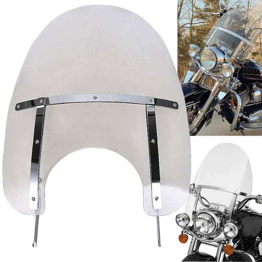DURAFORCE Detachable Clear Windshield with Bracket for Harley Touring Road King 94-24