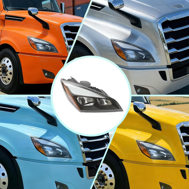 Full LED Headlights Headlamps Pair for Freightliner Cascadia Black