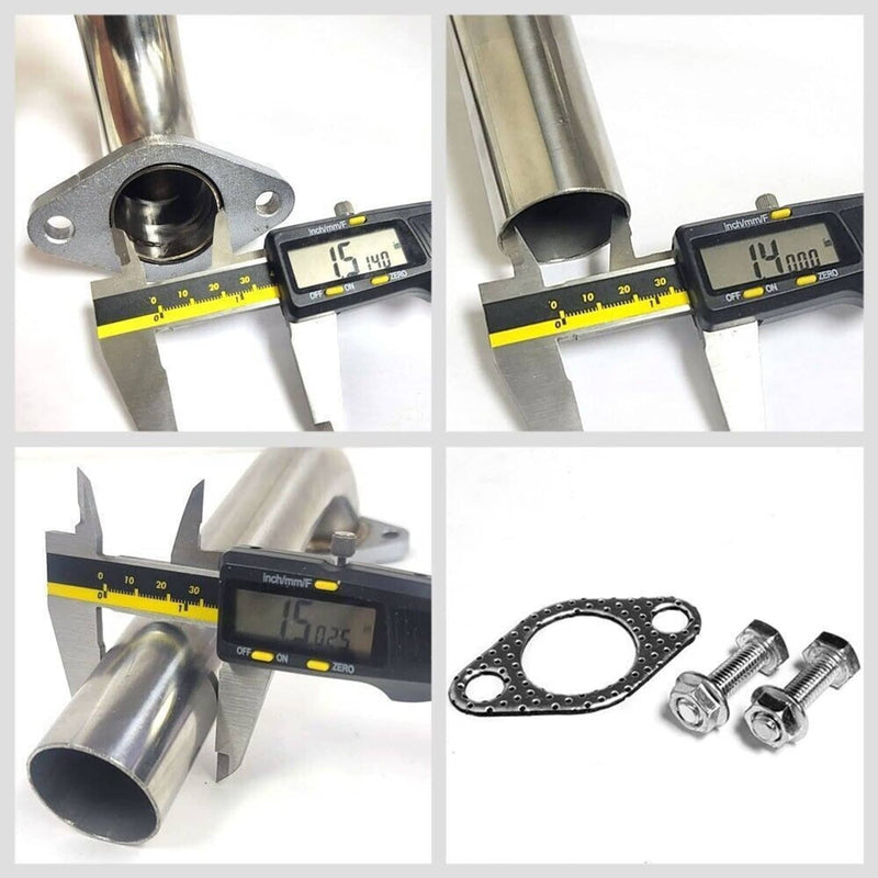 38MM 35MM 2-Bolt Wastegate SS Dump Tube for Turbo Actuator Silver Pipe