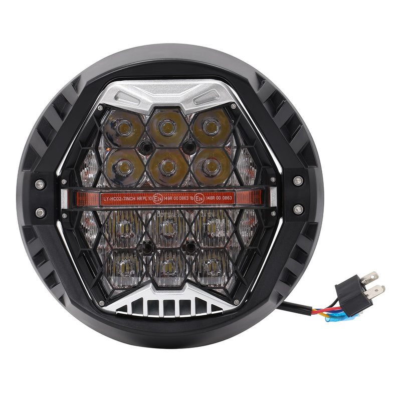 7inch LED Headlight for Harley Touring Street Glide 2014-2024 Amber DRL Hi/Low