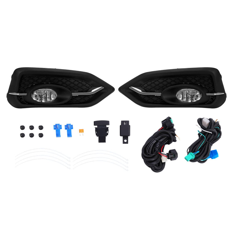 DURAFORCE Fog Lights for Honda Civic Coupe 2DR 2014-2015 Bumper Lamps Wiring Bulbs