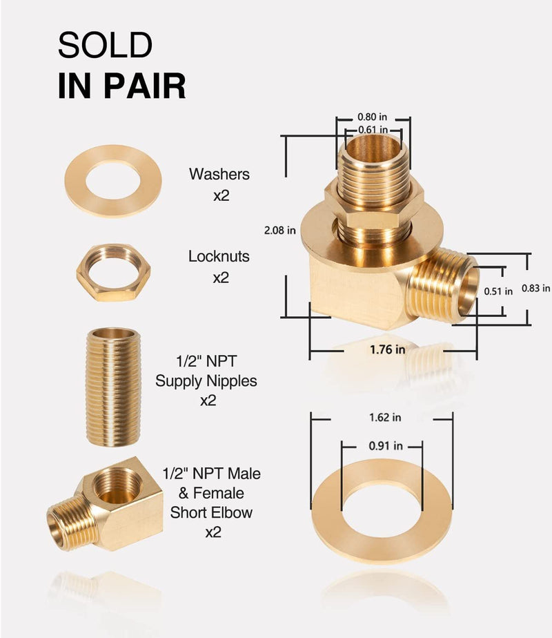 B-0230-K Wall Mount Faucet Install Kit for T&S B-0230 Style 1/2 NPT Faucets