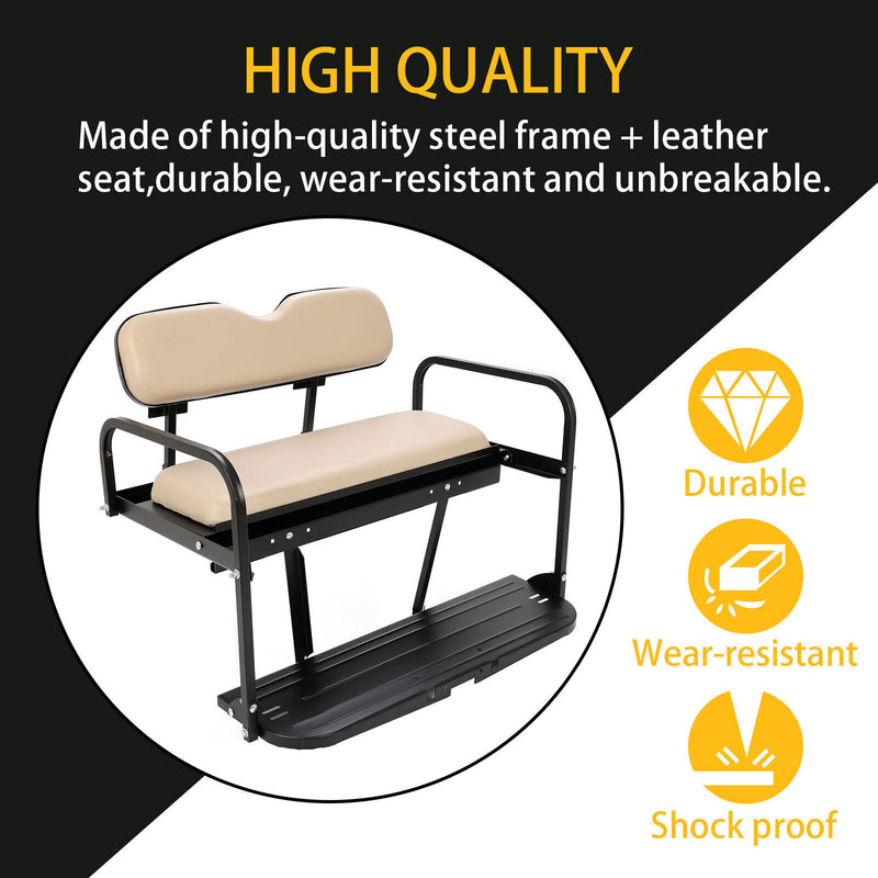 Tan Flip Folding Rear Back Seat Kit for EZGO Marathon Pre-1994 Golf Cart