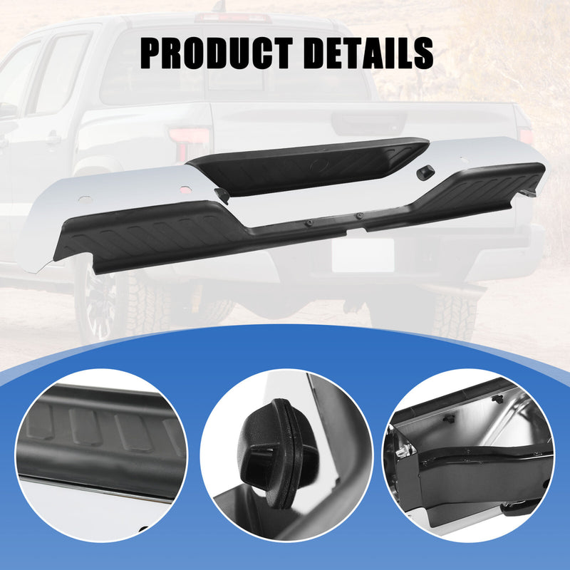 Chrome Rear Step Bumper Assembly with Sensor Hole for Nissan Frontier 2005-2021