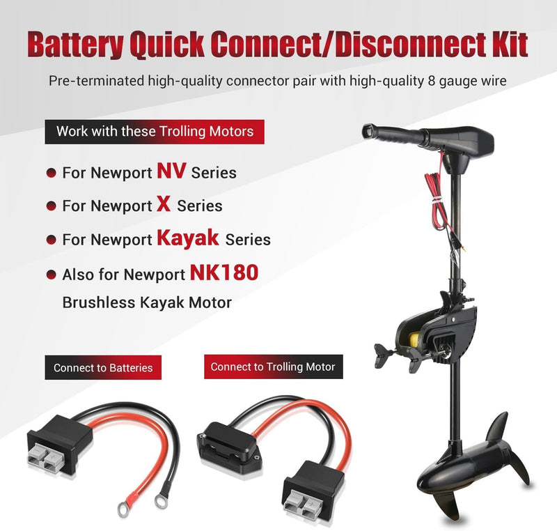 Newport Quick Connect Disconnect Terminal for Trolling Motor 8 Gauge Battery
