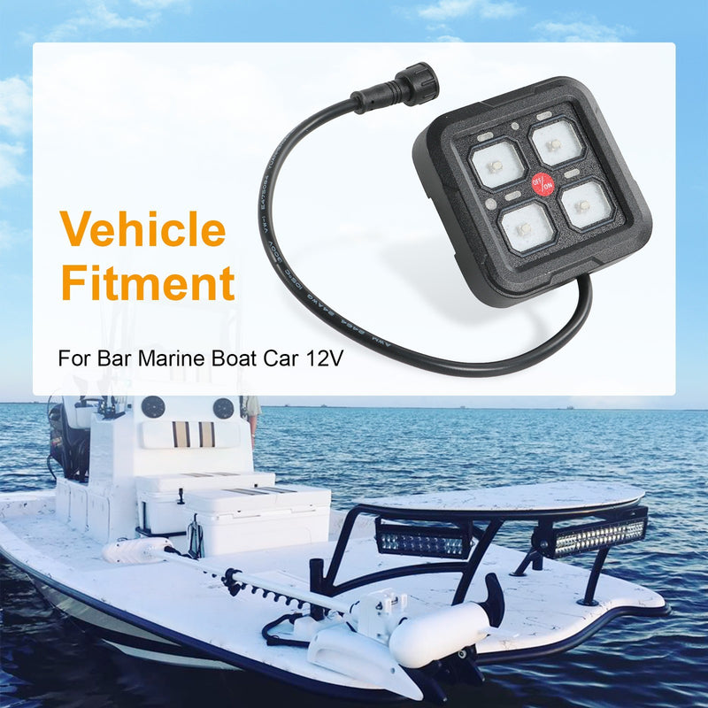 4 Gang ON/OFF Switch Panel Circuit Control Box for Marine Boat Car 12V LED Light