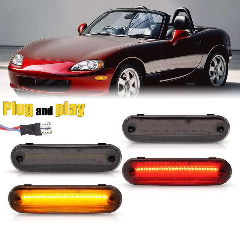 LED Side Marker Light Smoked Lens Front Rear for Mazda MX-5 Miata 1990-2005 4X