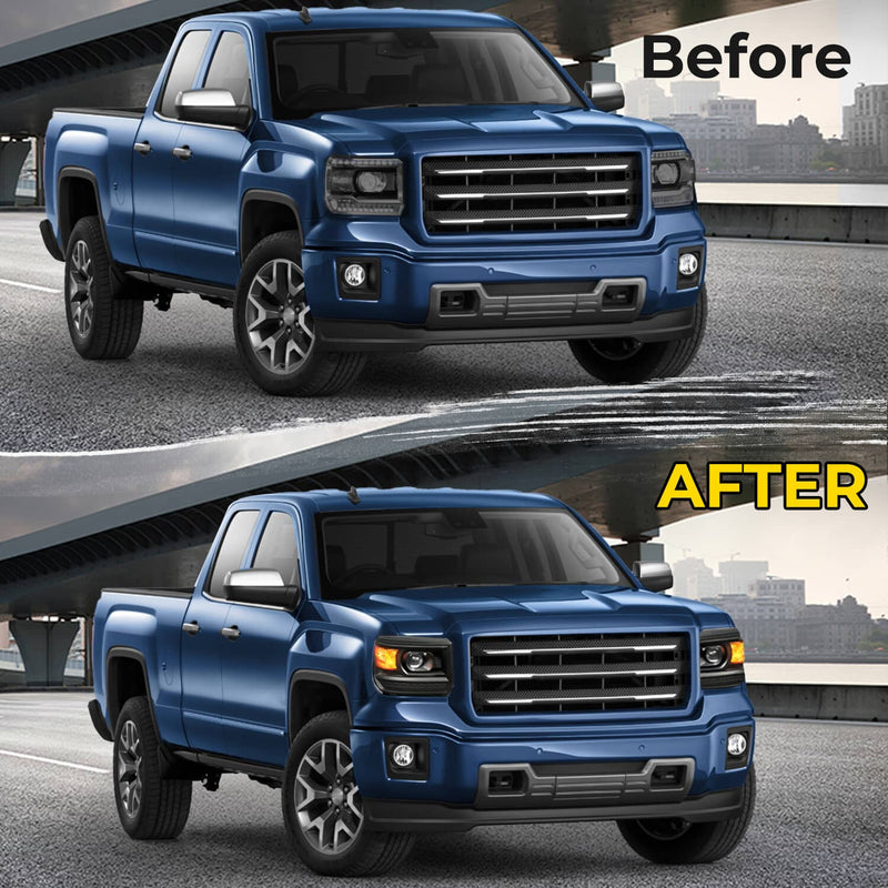 DURAFORCE Projector Headlights for GMC Sierra 1500 2500HD 3500HD 2014-2015 Pair
